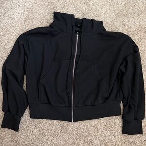 Black Zip-Front Women's Hoodie Sweater